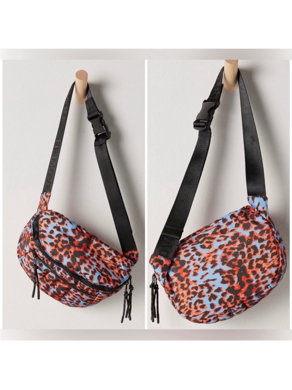 NEW! Free People Movement animal print quilted sling belt bag; sci fi leopard - Picture 2 of 16